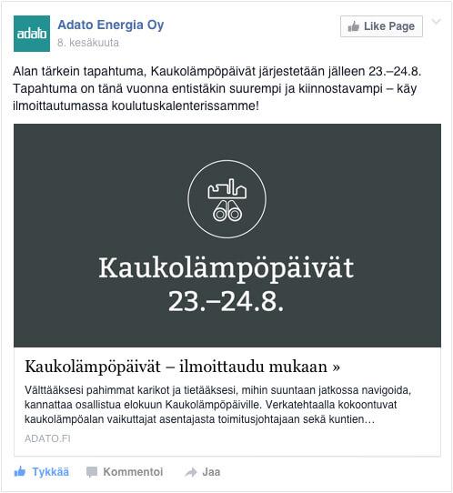 Facebook kampanja: Kaukolämpöpäivät