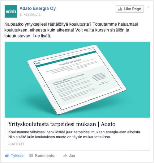 Facebook kampanja: Yrityskoulutukset