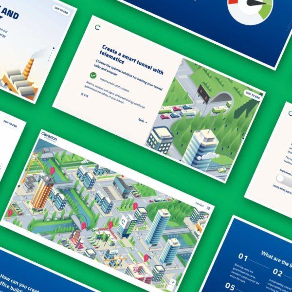 Caverion Smart City – Käsityönä kuvitettu interaktiivinen kaupunki osallistaa käyttäjän ja näyttää samalla, miten lähitulevaisuuden älykaupunki rakentuu